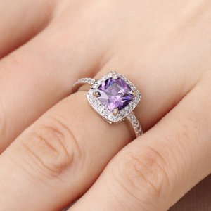 Amethyst February 925 Sterling Silver Free Ring Size Adjusters